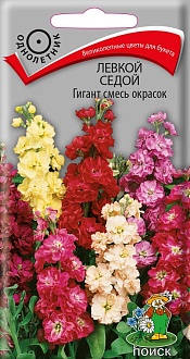 Семена цветов, Левкой седой Гигант смесь окрасок, 0,1гр, ПОИСК